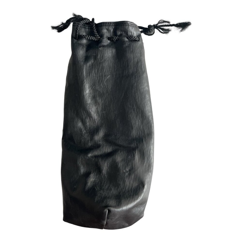 Vintage 1980s Faux Leather Drawstring Presentation Bag 10” Velvet Lined Made in